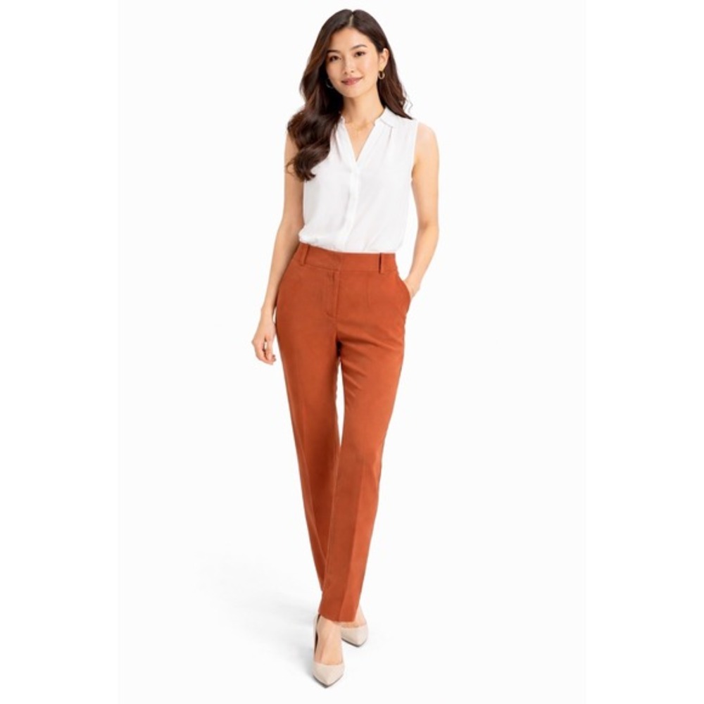 Ann Taylor LOFT Julie Dress Pants Rust Orange Straight Leg Trousers 6T 51-35